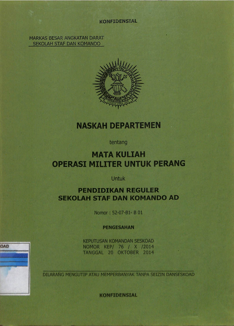 Naskah Departemen Tentang Mata Kuliah Operasi Militer Untuk Perang Un
